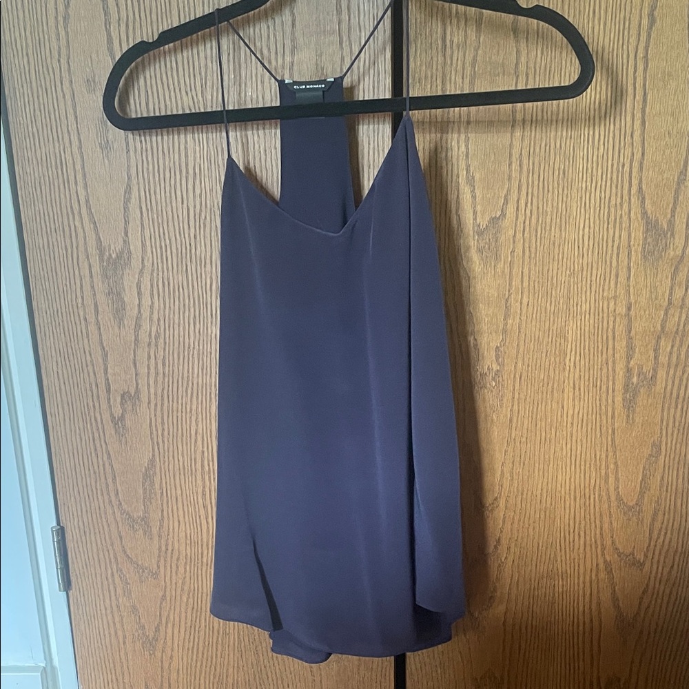 Club Monaco Deep Navy Silk Halter Camisole